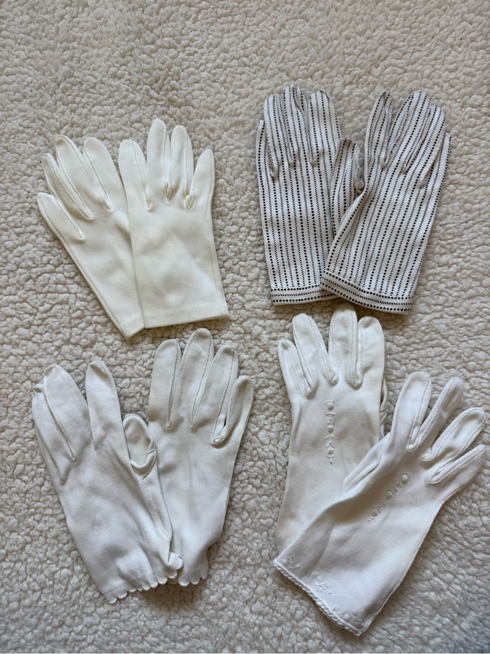 4 Pair Vintage White Ivory Women’s Dress Gloves XS S Bridal Formal